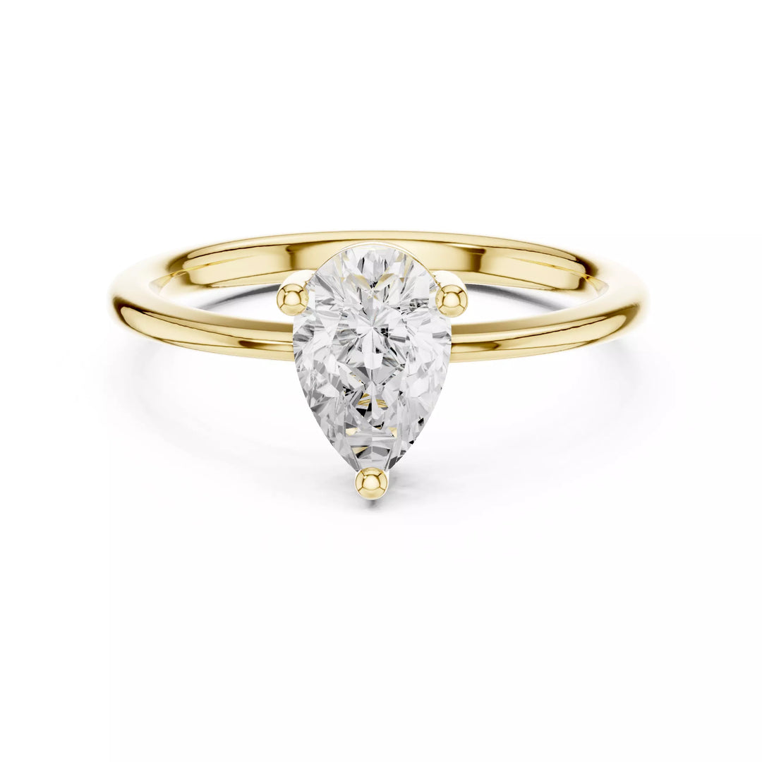 Lacrima – годежен пръстен с диамант капка - pear 0.90 ct в 14К жълто злато