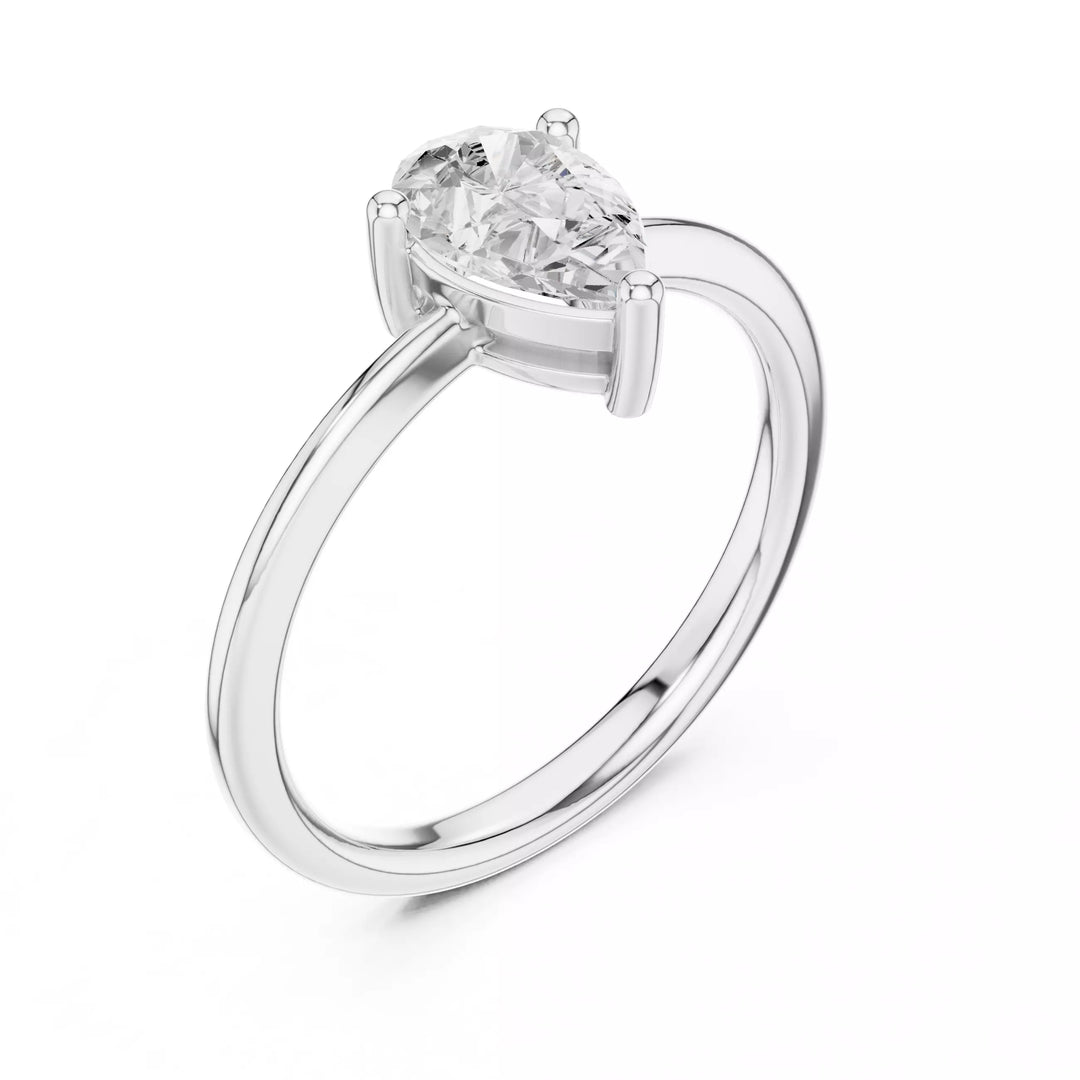 Lacrima – годежен пръстен с диамант капка - pear 0.90 ct в 14К бяло злато