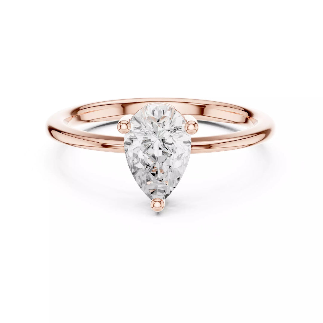 Lacrima – годежен пръстен с диамант капка - pear 0.90 ct в 14К розово злато