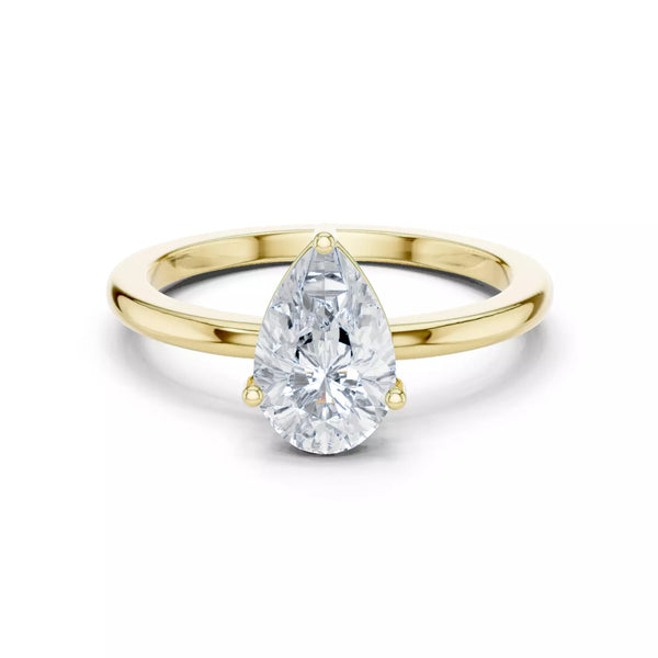 Lacrima – годежен пръстен с диамант капка, pear 1 ct в 14К жълто злато