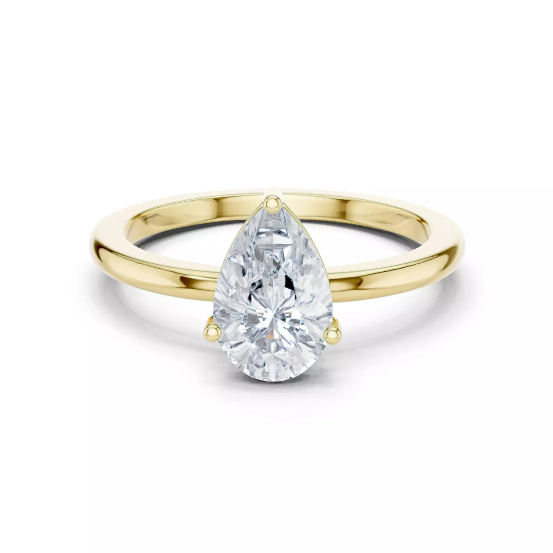 Lacrima – годежен пръстен с диамант капка, pear 1 ct в 14К жълто злато