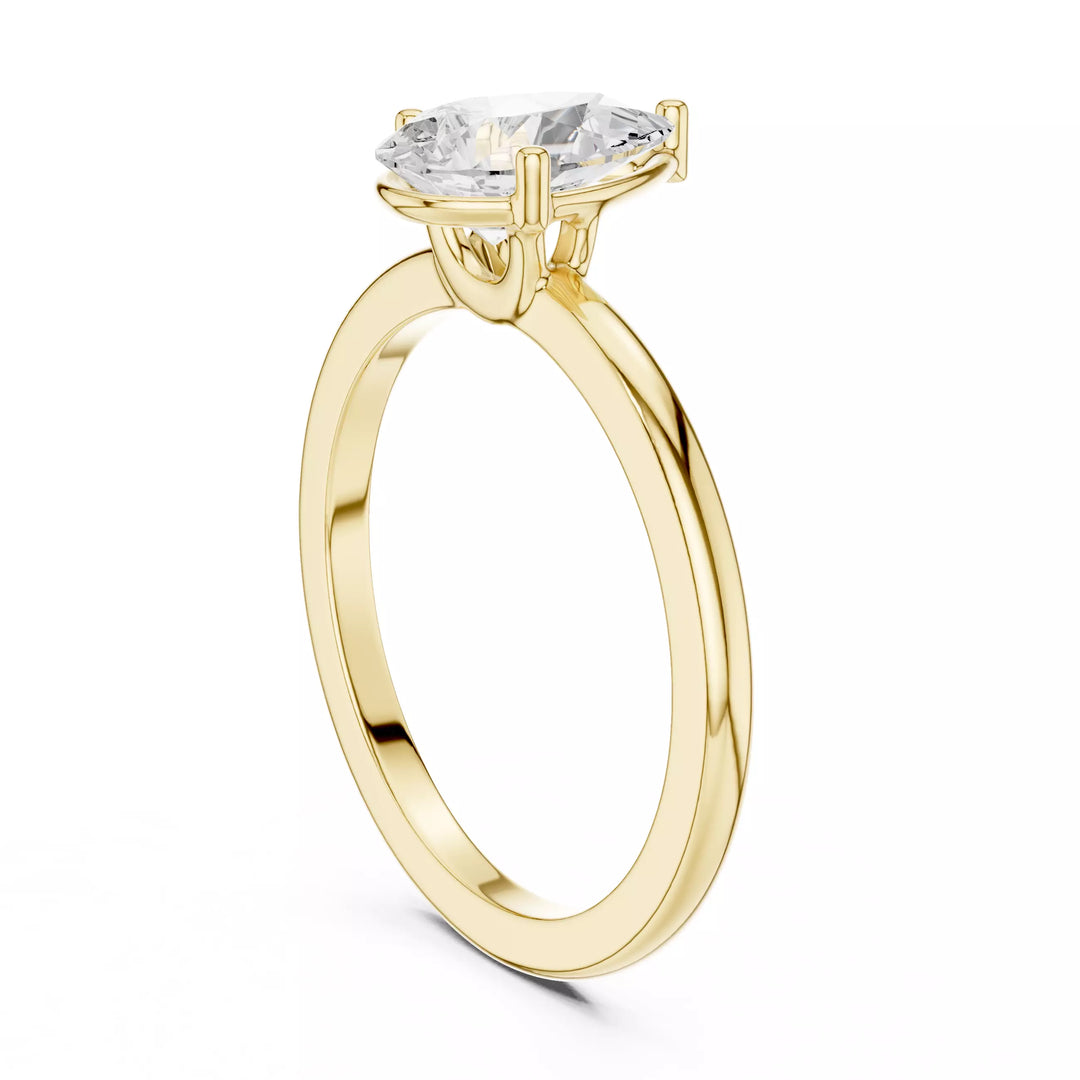 Lacrima – годежен пръстен с диамант капка, pear 1 ct в 14К жълто злато