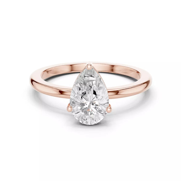 Lacrima – годежен пръстен с диамант капка, pear 1 ct в 14К розово злато