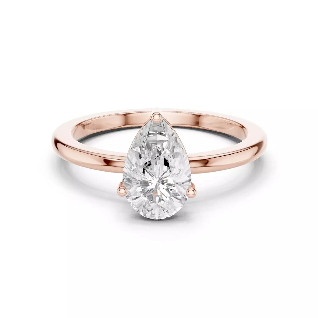 Lacrima – годежен пръстен с диамант капка, pear 1 ct в 14К розово злато