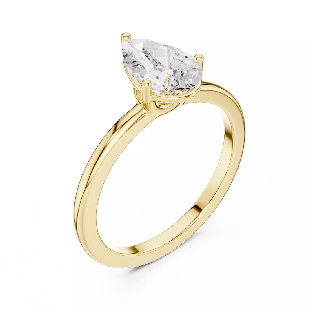 Lacrima – годежен пръстен с диамант капка, pear 1 ct в 14К жълто злато