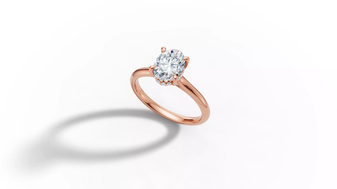 Luciva – годежен пръстен с овален диамант 1 ct и скрит ореол в 14К розово злато