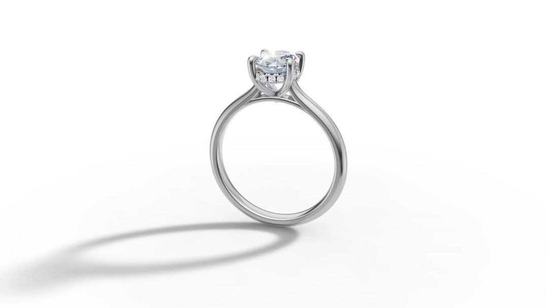 Luciva – годежен пръстен с овален диамант 1 ct и скрит ореол в 14К бяло злато