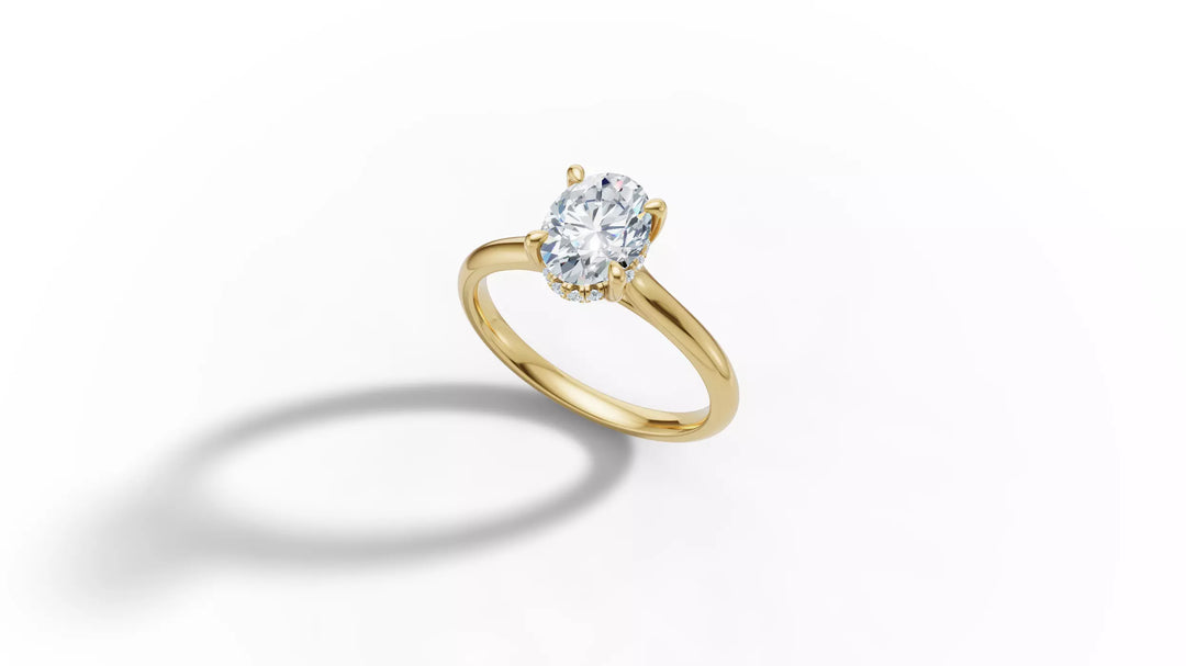 Luciva – годежен пръстен с овален диамант 1 ct и скрит ореол в 14К жълто злато
