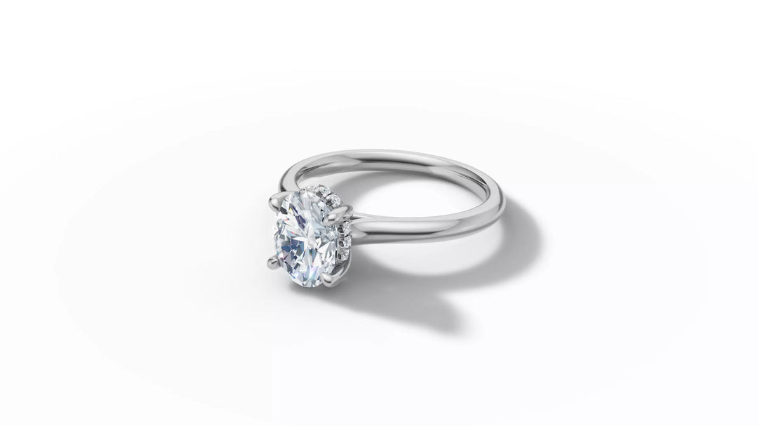 Luciva – годежен пръстен с овален диамант 1 ct и скрит ореол в 14К бяло злато