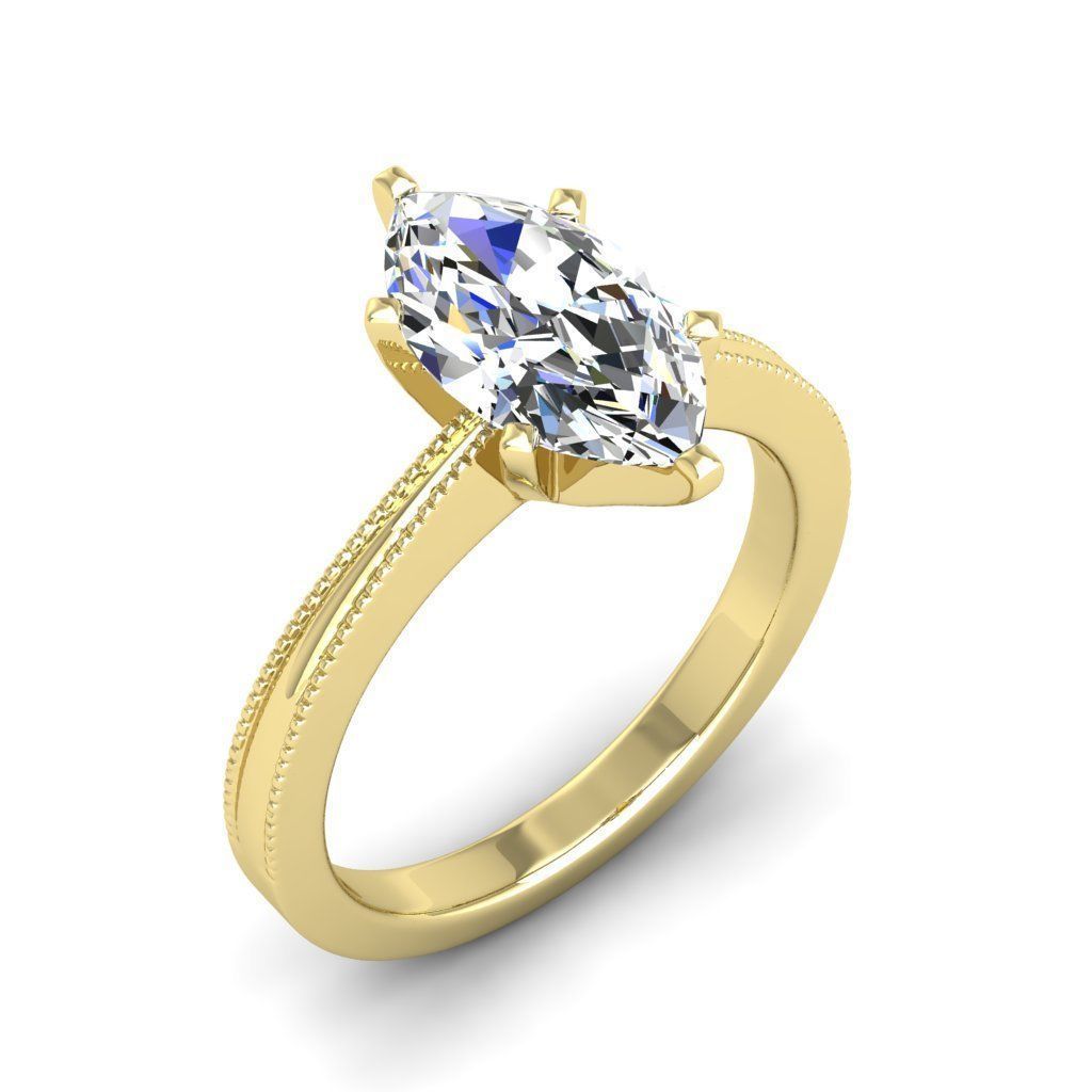 Marqelle – годежен пръстен с marquise диамант 1.20 ct и милгрейн детайл в 14К жълто злато