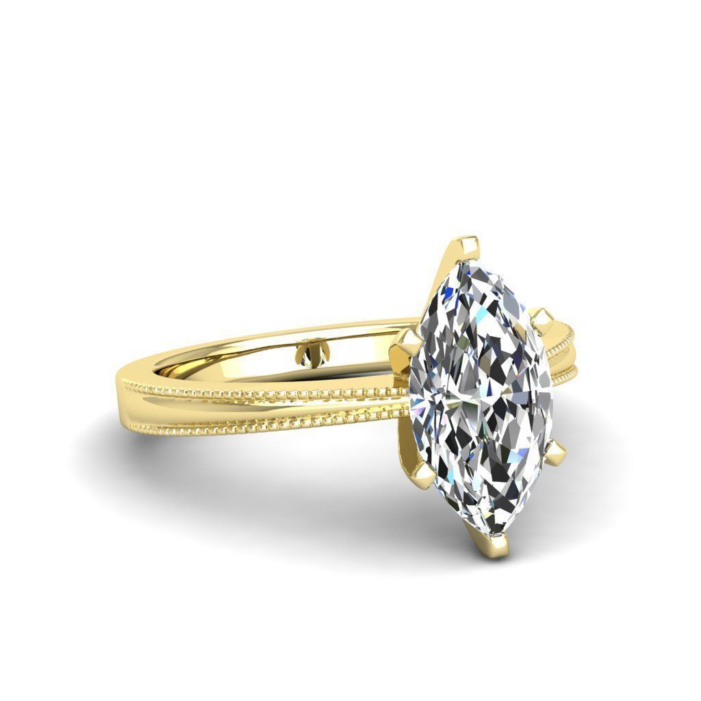 Marqelle – годежен пръстен с marquise диамант 1.20 ct и милгрейн детайл в 14К жълто злато