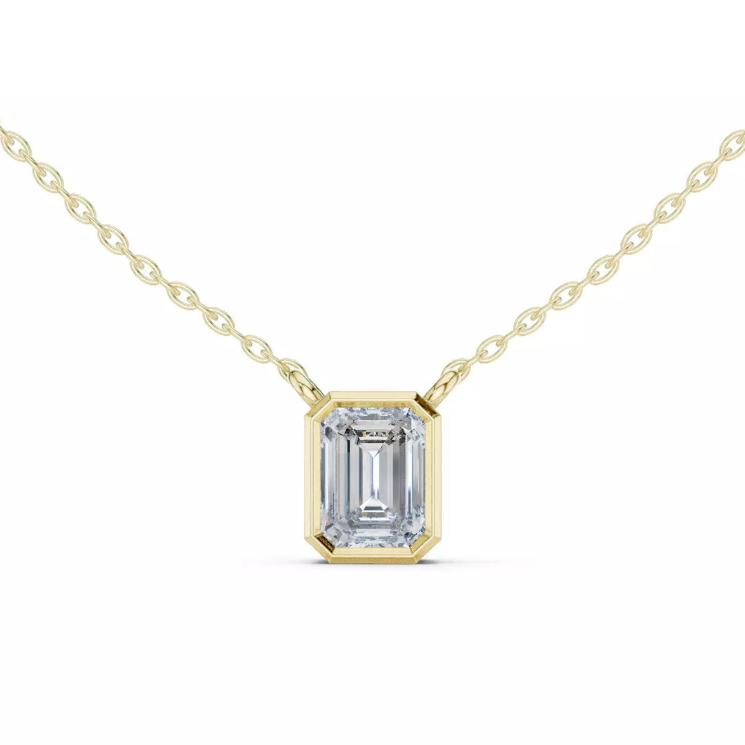 Aurex – колие с диамант форма Emerald 1.50 ct. от 14K жълто злато