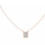 Заредете изображението в галерията: Aurex – колие с диамант форма Emerald 1.50 ct. от 14K розово злато
