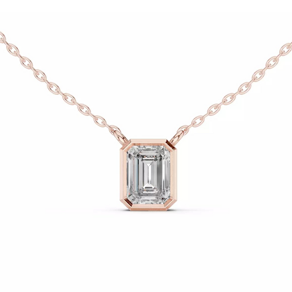 Aurex – колие с диамант форма Emerald 1.50 ct. от 14K розово злато