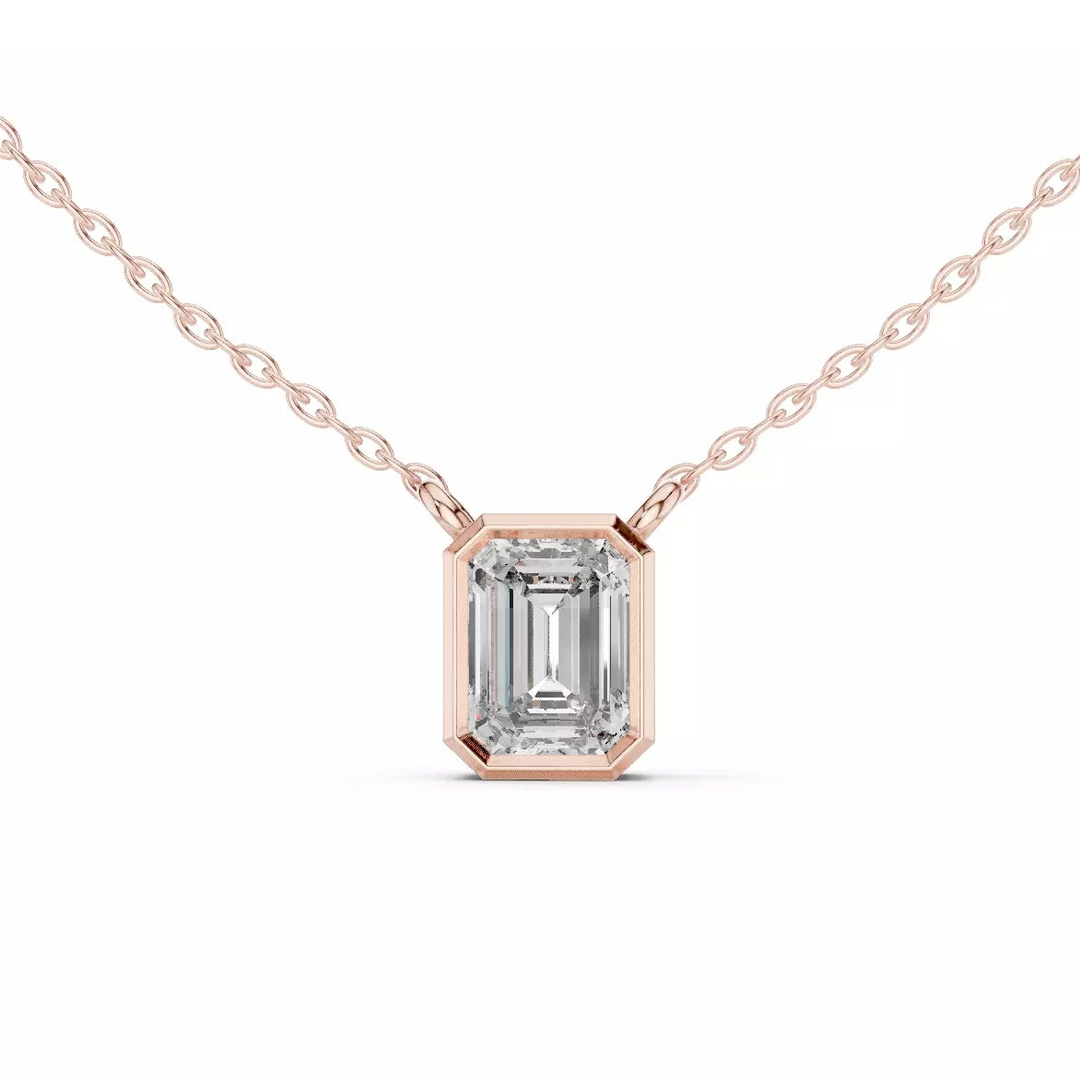 Aurex – колие с диамант форма Emerald 1.50 ct. от 14K розово злато