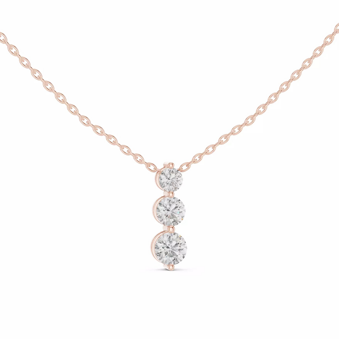 Orlina – колие с диаманти общ карат 1.11 ct от 14K розово злато