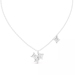 Quartelle – колие с 4 диаманта Princess общ карат 2.55 ct. от 14K бяло злато