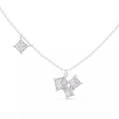 Quartelle – колие с 4 диаманта Princess общ карат 2.55 ct. от 14K бяло злато