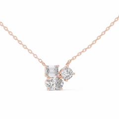 Trilume – колие с диаманти микс шлифовки Oval Emerald Cushion от 14K розово злато