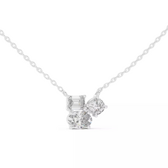 Trilume – колие с диаманти микс шлифовки Oval Emerald Cushion от 14K бяло злато