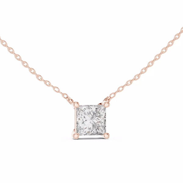 Vireon – колие с 2 ct Princess диамант от 14K розово злато