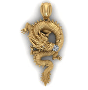 Drakon – мъжка висулка Дракон с диаманти от 14K жълто злато