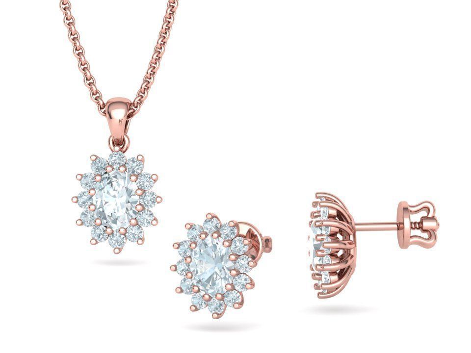 Solenne –комплект висулка и обеци с диаманти 4.60 ct. от 14К розово злато