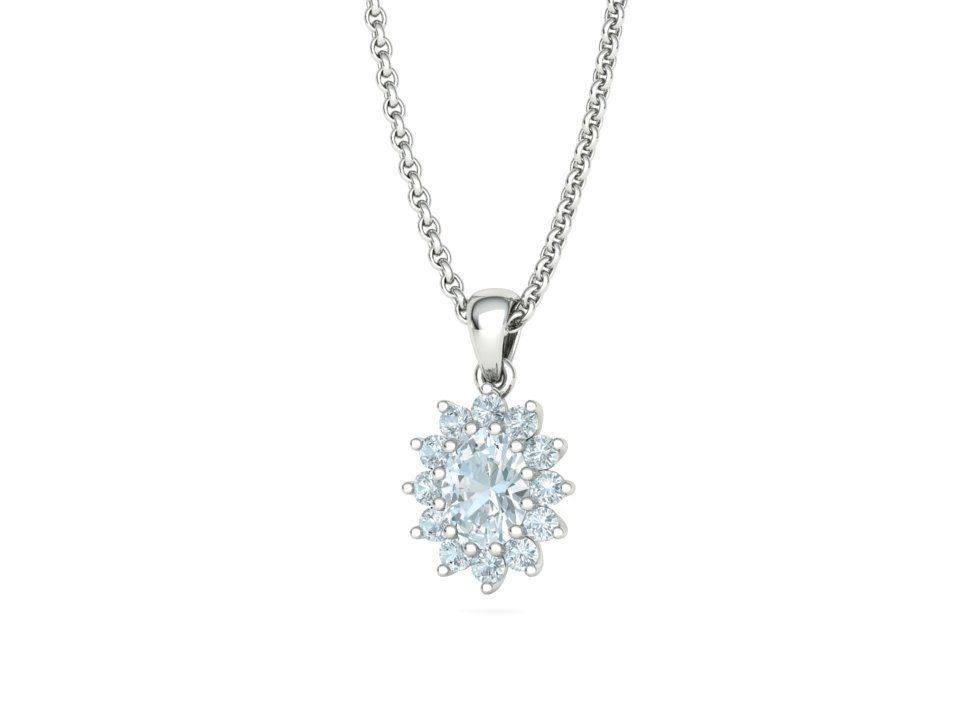 Solenne –комплект висулка и обеци с диаманти 4.60 ct. от 14К бяло злато