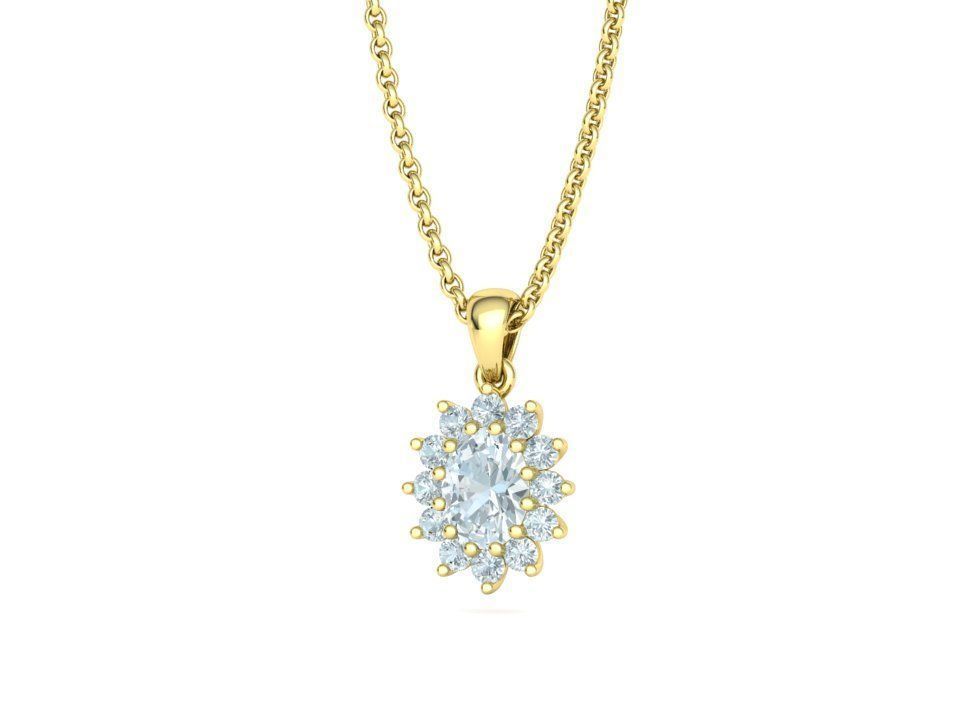Solenne –комплект висулка и обеци с диаманти 4.60 ct. от 14К жълто злато