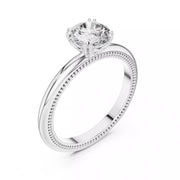 Milara – годежен пръстен с кръгъл диамант 1 ct и фин милгрейн детайл в 14К бяло злато