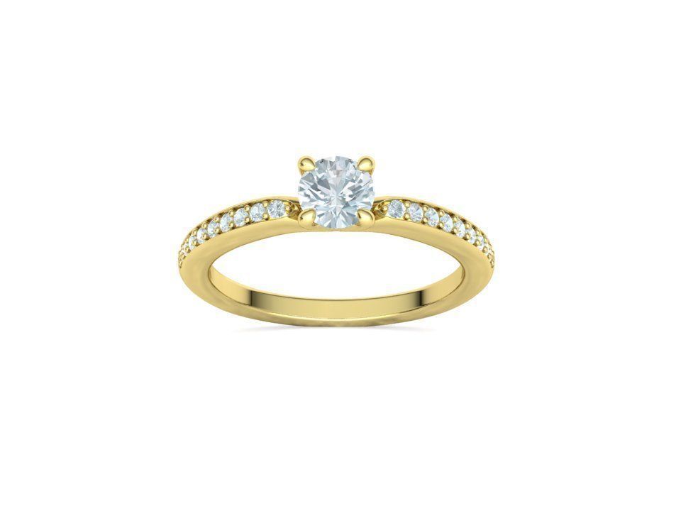 Naya Accent – годежен пръстен с диамант 0.50 ct и странични диаманти в 14K жълто злато