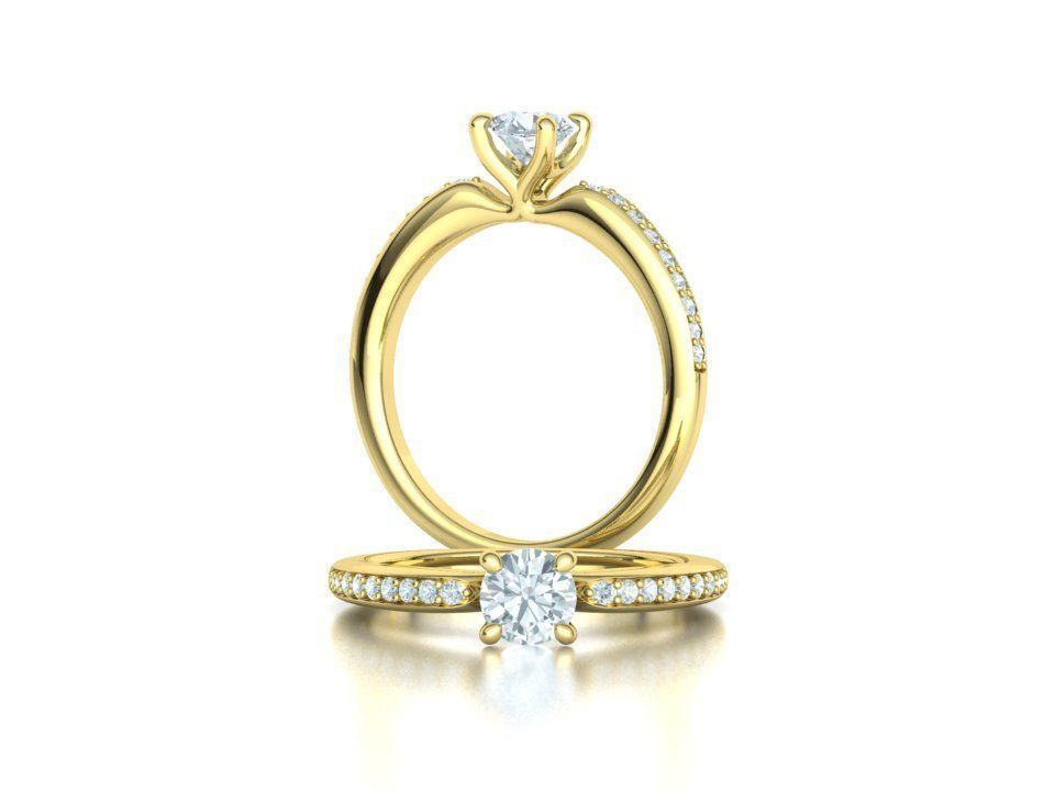 Naya Accent – годежен пръстен с диамант 0.50 ct и странични диаманти в 14K жълто злато