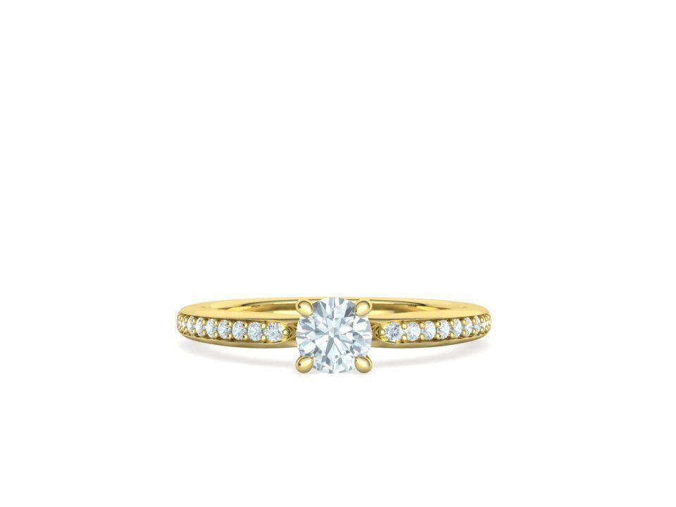 Naya Accent – годежен пръстен с диамант 0.50 ct и странични диаманти в 14K жълто злато