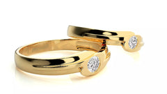 Nexus – брачни халки с инкрустиран диамант и модерен обков в 14К жълто злато
