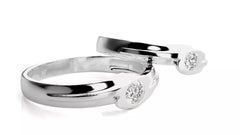 Nexus – брачни халки с инкрустиран диамант и модерен обков в 14К бяло злато