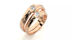 Nexus – брачни халки с инкрустиран диамант и модерен обков в 14К розово злато