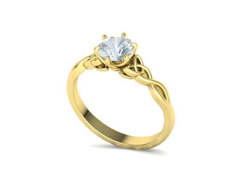 Nodara – годежен пръстен с кръгъл диамант 1 ct и преплетен детайл в 14К жълто злато