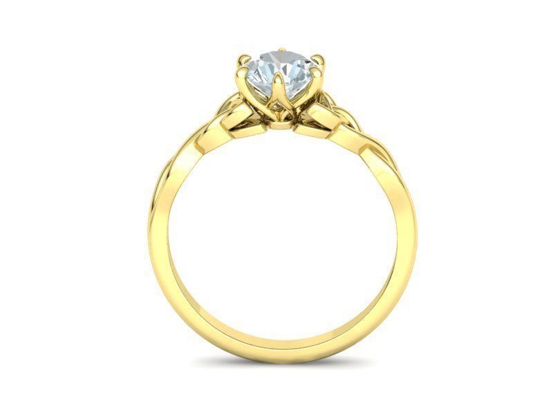 Nodara – годежен пръстен с кръгъл диамант 1 ct и преплетен детайл в 14К жълто злато