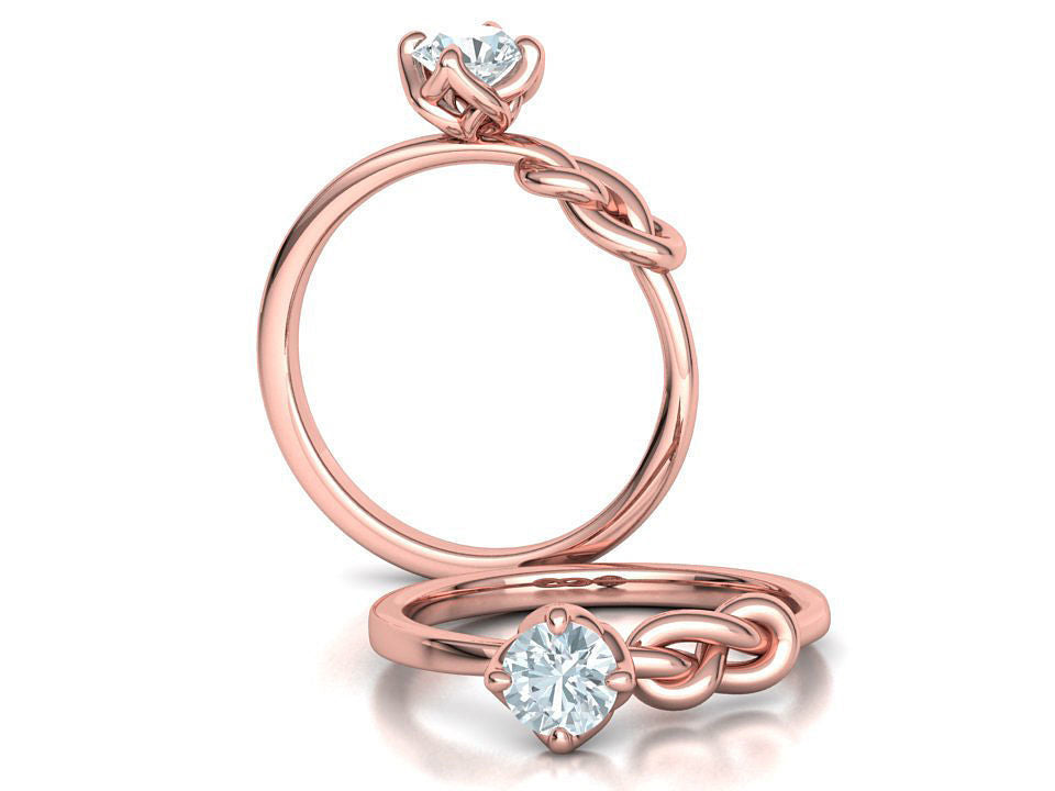 Nodus – годежен пръстен солитер с кръгъл диамант 0.50 ct и възел в 14К розово злато