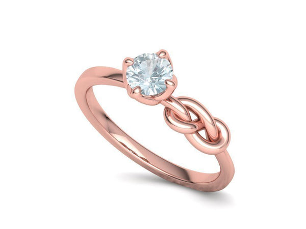 Nodus – годежен пръстен солитер с кръгъл диамант 0.50 ct и възел в 14К розово злато