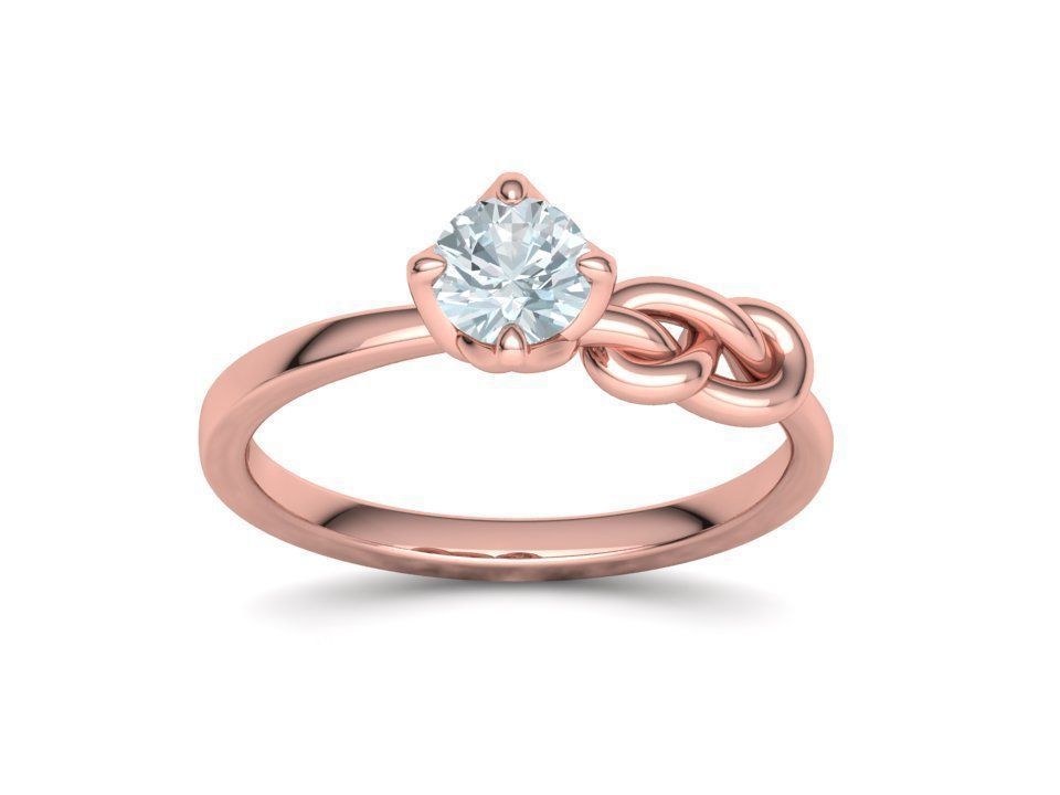 Nodus – годежен пръстен солитер с кръгъл диамант 0.50 ct и възел в 14К розово злато