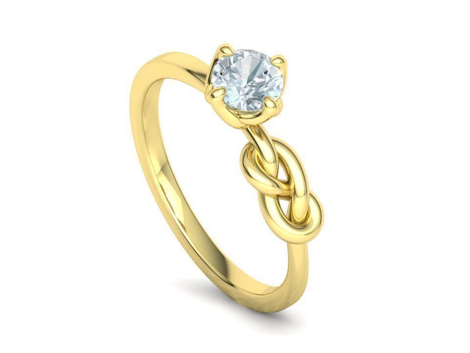 Nodus – годежен пръстен солитер с кръгъл диамант 0.50 ct и възел в 14К жълто злато
