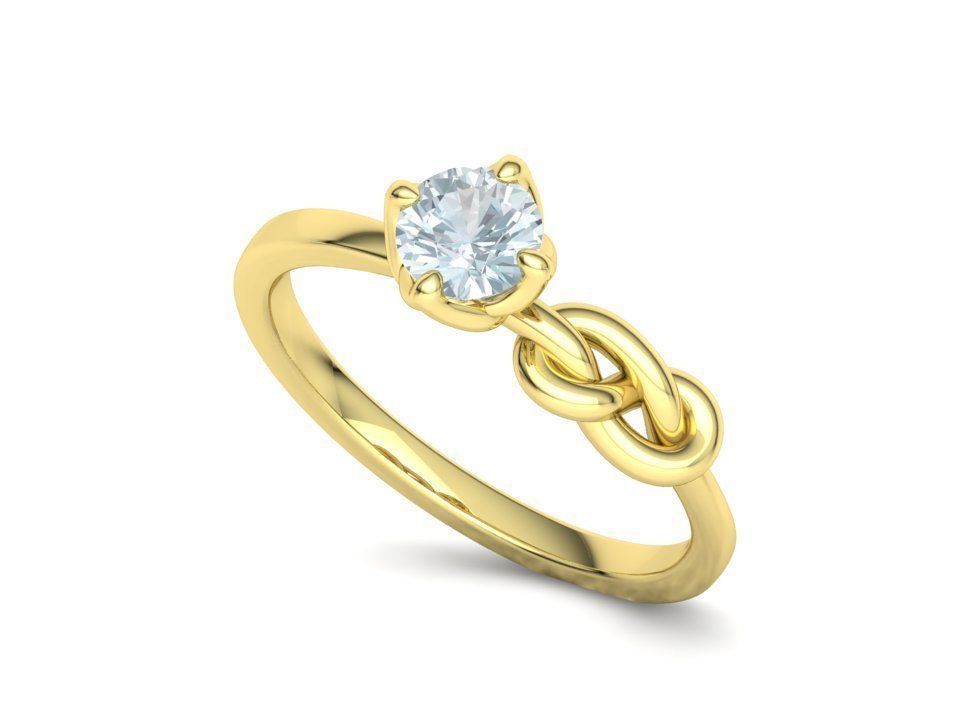 Nodus – годежен пръстен солитер с кръгъл диамант 0.50 ct и възел в 14К жълто злато