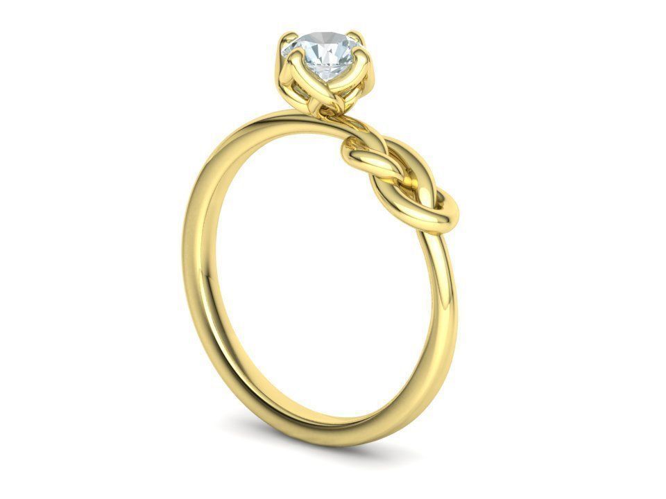 Nodus – годежен пръстен солитер с кръгъл диамант 0.50 ct и възел в 14К жълто злато