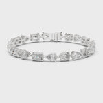 Заредете и пуснете видеото в галерията: Avelisse – гривна с диаманти микс от шлифовки 15.40 ct от 14К бяло злато
