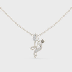 Roséa висулка с флорален мотив и диаманти от 14К бяло злато