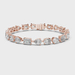 Заредете и пуснете видеото в галерията: Avelisse – гривна с диаманти микс от шлифовки 15.40 ct от 14К розово злато
