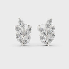 Folia – обеци с флорален дизайн и диаманти от 14К бяло злато