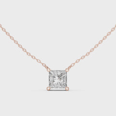 Vireon – колие с 2 ct Princess диамант от 14K розово злато