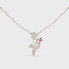 Roséa висулка с флорален мотив и диаманти от 14К розово злато